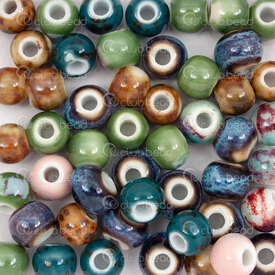 1105-0103-08MIX1 - Kiln Burned ceramic bead round 8mm Mix Color 50pcs  !LIMITED QUANTITY! 1105-0103-08MIX1,1105-0,montreal, quebec, canada, beads, wholesale