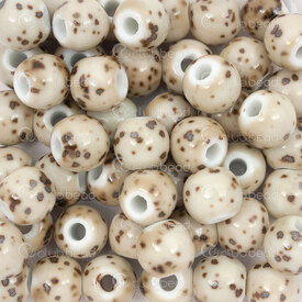 1105-0104-1013 - Céramique Bille Tacheté Rond 10mm Beige 50pcs 1105-0104-1013,Billes,Céramique,montreal, quebec, canada, beads, wholesale