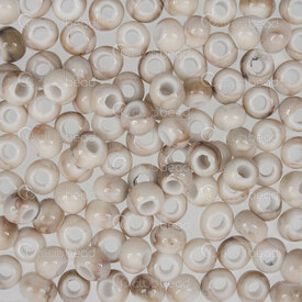 1105-0106-0609 - Kiln Burned ceramic bead round 6mm beige base coffee design 2mm hole 50pcs 1105-0106-0609,montreal, quebec, canada, beads, wholesale