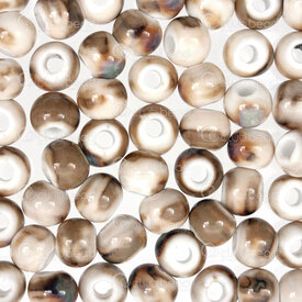 1105-0106-0809 - Kiln Burned ceramic bead round 8mm beige base coffee design 3mm hole 50pcs 1105-0106-0809,montreal, quebec, canada, beads, wholesale