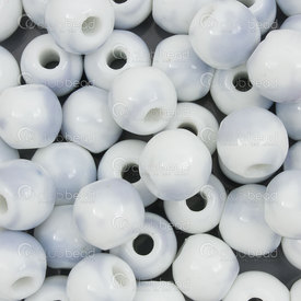 1105-0106-1013 - ceramic bead round 10mm white base light purple design 50pcs 1105-0106-1013,Pale bead white,montreal, quebec, canada, beads, wholesale