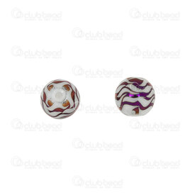 1105-0112-0837 - Ceramic Buddha Bead Round 8mm Fancy Curved Design Purple White Base 12pcs 1105-0112-0837,Beads,Ceramic,montreal, quebec, canada, beads, wholesale