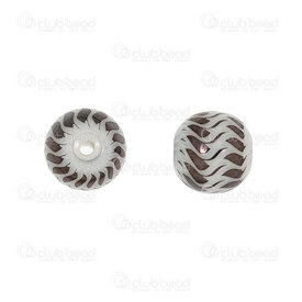 1105-0114-0815 - Ceramic Buddha Bead Round 8mm Fancy Lined Design Black White Base 12pcs 1105-0114-0815,1105-0,montreal, quebec, canada, beads, wholesale