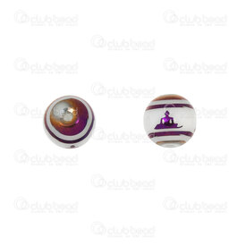 1105-0120-0837 - Spiritual Ceramic Buddha Bead Round 8mm Meditation Purple White Base 12pcs 1105-0120-0837,1105-01,montreal, quebec, canada, beads, wholesale