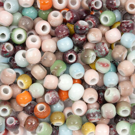 1105-0199-06MIX1 - ceramic bead round 6mm mixed color-style 50gr (approx 210 pcs) 1105-0199-06MIX1,Beads,Ceramic,montreal, quebec, canada, beads, wholesale