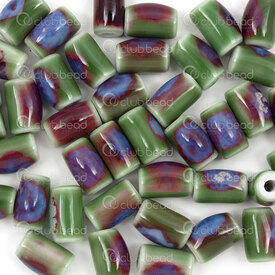 1105-0906-1005 - Ceramique Bille Tube 10x6mm Base Vert Motif Rouge Trou 2mm 20pcs 1105-0906-1005,$10,montreal, quebec, canada, beads, wholesale