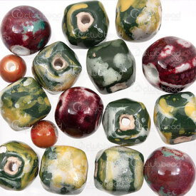1105-1919-MIX1 - Ceramic Bead 6-16MM Assorted Color-Shape-Size 50gr (approx 15-20 pcs) 1105-1919-MIX1,Beads,Ceramic,montreal, quebec, canada, beads, wholesale