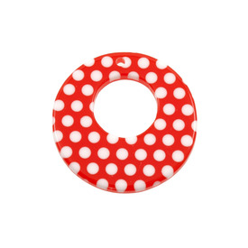 *DB-1106-0530-03 - Resin Pendant Round Donut 35MM Red White Dots 10pcs *DB-1106-0530-03,Pendants,10pcs,Resin,Round,Pendant,Resin,35MM,Round,Round,Donut,Red,Red,White Dots,China,montreal, quebec, canada, beads, wholesale