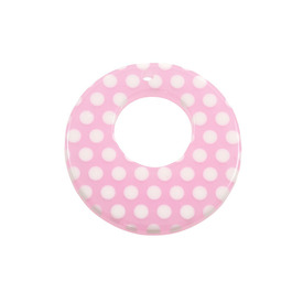 *DB-1106-0530-05 - Resin Pendant Round Donut 35MM Light Pink White Dots 10pcs *DB-1106-0530-05,Beads,Plastic,Pendant,Pendant,Resin,35MM,Round,Round,Donut,Pink,Pink,Light,White Dots,China,montreal, quebec, canada, beads, wholesale