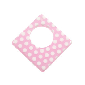 *DB-1106-0531-05 - Resin Pendant Diamond Donut 30MM Light Pink White Dots 10pcs *DB-1106-0531-05,Pendants,10pcs,Diamond,Pendant,Resin,30MM,Losange,Diamond,Donut,Pink,Pink,Light,White Dots,China,montreal, quebec, canada, beads, wholesale