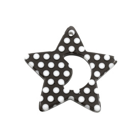 *DB-1106-0532-01 - Resin Pendant Star Donut 40MM Black White Dots 10pcs *DB-1106-0532-01,Pendant,Resin,40MM,Star,Star,Donut,Black,Black,White Dots,China,Dollar Bead,10pcs,montreal, quebec, canada, beads, wholesale