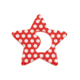 *DB-1106-0532-03 - Resin Pendant Star Donut 40MM Red White Dots 10pcs *DB-1106-0532-03,Beads,Plastic,10pcs,Pendant,Resin,40MM,Star,Star,Donut,Red,Red,White Dots,China,Dollar Bead,montreal, quebec, canada, beads, wholesale