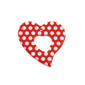 *DB-1106-0533-03 - Resin Pendant Heart Donut 34MM Red White Dots 10pcs *DB-1106-0533-03,10pcs,Resin,Pendant,Resin,34MM,Heart,Heart,Donut,Red,Red,White Dots,China,Dollar Bead,10pcs,montreal, quebec, canada, beads, wholesale