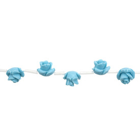 1106-0561-03 - Bille de Plastique Fleur Endos Plat 10MM Turquoise Corde de 16 Pouces 1106-0561-03,montreal, quebec, canada, beads, wholesale