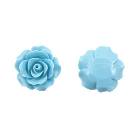 *DB-1106-0563-03 - Plastic Cabochon Flower Flat Back 20MM Turquoise 5pcs *DB-1106-0563-03,montreal, quebec, canada, beads, wholesale