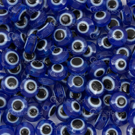 1106-0587-08P1 - Plastique Bille Mauvais Œil Pastille 8x5.5mm Bleu Trou 1.5mm approx 100pcs 1106-0587-08P1,Billes,Plastique,montreal, quebec, canada, beads, wholesale
