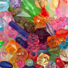 1106-0593 - Plastic Assorted Bead-Pendant Transparent Assorted Color-Shape-Size 1 Bag 100gr 1106-0593,Beads,Plastic,montreal, quebec, canada, beads, wholesale