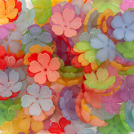 1106-0596-1801 - Acrylic Bead Cap Flower 18x18mm Matt Mix Color 100gr (app. 200pcs) 1106-0596-1801,Beads,Plastic,montreal, quebec, canada, beads, wholesale