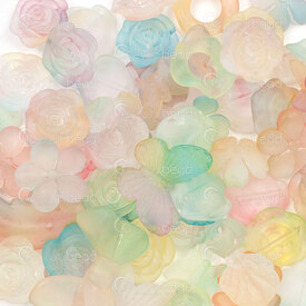1106-0597-MIX1 - Plastic Assortment Bead-Pendant Flower-Leaf-Butterfly Shape-Size Assorted Mix Transparent Color Yellow-Pink 100gr Bag 1106-0597-MIX1,tÃ,montreal, quebec, canada, beads, wholesale