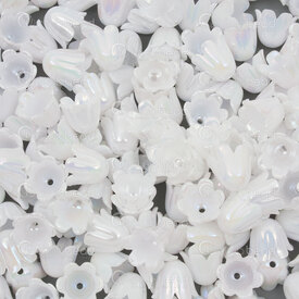 1106-0620-1001AB - Plastic Bead Tulip Flower 9..5x10mm White AB 1.2mm hole 100gr Bag (approx. 440pcs) 1106-0620-1001AB,FLEURS,montreal, quebec, canada, beads, wholesale