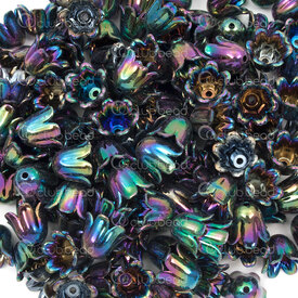 1106-0620-1003AB - Plastic Bead Tulip Flower 9..5x10mm Black AB 1.2mm hole 100gr Bag (approx. 440pcs) 1106-0620-1003AB,bille,montreal, quebec, canada, beads, wholesale