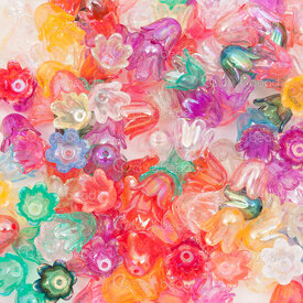 1106-0620-10MIX1 - Plastic Bead Tulip Flower 9..5x10mm Mix AB Luster Color 1.2mm hole 100gr Bag (approx. 440pcs) 1106-0620-10MIX1,bille,montreal, quebec, canada, beads, wholesale