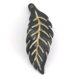 *M-1106-1205 - Plastic Bead  40X14MM Leaf Black  With Gold Design (500gr. App. 500 pcs.) *M-1106-1205,Beads,Plastic,500pcs,Bead,Plastic,Plastic,40X14MM,Drop,Leaf,Black,Black,Gold Design,China,500pcs,montreal, quebec, canada, beads, wholesale