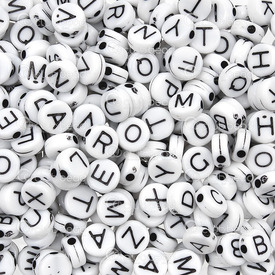 1106-9961 - Plastic Bead Rondelle Alphabet letters 7x3.5mm Black Letter on White Base 1000pcs 1 bag 100gr 1106-9961,Beads,Plastic,Batches,Rondelle,Bead,Plastic,Plastic,7x3.5mm,Round,Rondelle,Alphabet letters,on White Base,Black Letter,China,montreal, quebec, canada, beads, wholesale