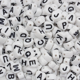 1106-9963-HQ - Plastic Bead Heart Alphabet letters 7x3.5mm Black Letter on White Base High Quality 100gr (approx. 1000pcs) 1106-9963-HQ,Beads,Plastic,Letters and Numbers,Bead,Plastic,Plastic,7x3.5mm,Heart,Heart,Alphabet letters,on White Base,Black Letter,High Quality,China,montreal, quebec, canada, beads, wholesale