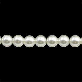 1107-0900-01 - Bille de Verre Perle Rond 4MM Blanc Corde de 16 Pouces 1107-0900-01,montreal, quebec, canada, beads, wholesale