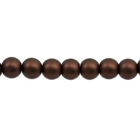*1107-0910-05 - Bille de Verre Perle Rond 4MM Brun Mat Corde de 16 Pouces *1107-0910-05,montreal, quebec, canada, beads, wholesale