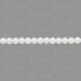 1107-0914-0601 - Glass Bead Pearl Round 6MM white high grade (approx.145pcs) 32'' String 1107-0914-0601,Beads,Glass,Pearled,montreal, quebec, canada, beads, wholesale