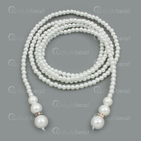 1107-0990-03 - Semi Finish Necklace Glass Bead Pearl Round 6mm White with Rhinstone Spacer 106cm (42\") 1107-0990-03,Finished jewelry,Others,montreal, quebec, canada, beads, wholesale