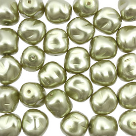 *1107-0999-123 - Czech Glass Bead Pearl Potato 10MM Light Olive App. 30pcs Czech Republic Limited Quantity! *1107-0999-123,Clearance by Category,Glass,Bead,Pearl,Glass,Czech Glass,10mm,Freeform,Potato,Green,Olive,Light,Czech Republic,App. 30pcs,montreal, quebec, canada, beads, wholesale