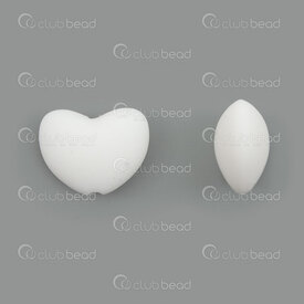 1108-0114-1629 - Silicone Chew Bead Heart Shape 16x20x10mm White 3mm hole 20pcs for Teething Jewelry 1108-0114-1629,For teething jewelry,montreal, quebec, canada, beads, wholesale