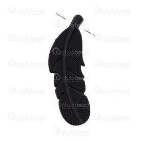 1108-0206-5627 - Silicone Chew Pendant Feather 56x18x6.5mm Black 2mm hole 1pc for Teething Jewelry 1108-0206-5627,For teething jewelry,montreal, quebec, canada, beads, wholesale