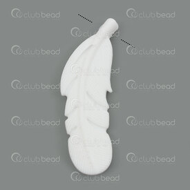 1108-0206-5629 - Silicone Chew Pendant Feather 56x18x6.5mm White 2mm hole 1pc for Teething Jewelry 1108-0206-5629,For teething jewelry,montreal, quebec, canada, beads, wholesale