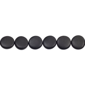 1109-1202-01 - Horn Bead Round Flat 12MM Black 16'' String Philippines 1109-1202-01,montreal, quebec, canada, beads, wholesale