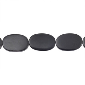 1109-1204-01 - Horn Bead Oval Flat 17X25MM Black 16'' String Philippines 1109-1204-01,Bead,Natural,Horn,17X25MM,Oval,Flat,Black,Black,Philippines,16'' String,montreal, quebec, canada, beads, wholesale