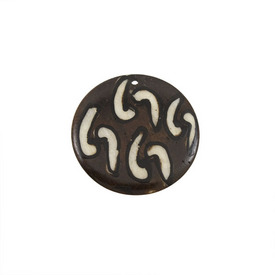 *1109-1376-01 - Bone Pendant Coin 28MM Black Painted Design 20pcs India *1109-1376-01,Pendants,28MM,Pendant,Natural,Bone,28MM,Round,Coin,Black,Black,Painted Design,India,20pcs,montreal, quebec, canada, beads, wholesale
