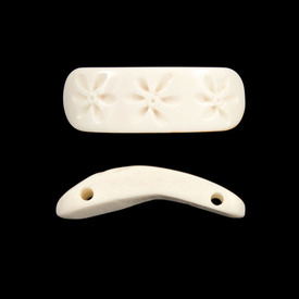 *1109-1388-03 - Bone Spacer Rectangle Flower 12X30MM White 2 Holes 10pcs India *1109-1388-03,Findings,Spacers,Spacer,Natural,Bone,12X30MM,Rectangle,Flower,White,2 Holes,India,10pcs,montreal, quebec, canada, beads, wholesale