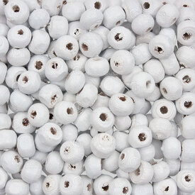 1110-2051-SAC - Wood Bead Round 6MM White 2mm hole 1 Bag 90gr (App. 1500pcs) 1110-2051-SAC,Billes de bois blanc,montreal, quebec, canada, beads, wholesale