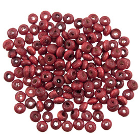 1110-2325-SAC - Wood Bead Disk 2X4MM Red 90gr 1110-2325-SAC,montreal, quebec, canada, beads, wholesale