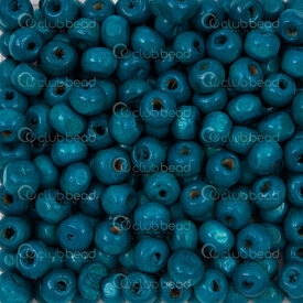 1110-240101-06061 - Bois Bille Rond 5x6mm Turquoise Teint Trou 2mm 1 Sac 90gr (app.1500pcs) 1110-240101-06061,Billes,montreal, quebec, canada, beads, wholesale