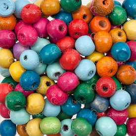1110-240101-0805 - Wood Bead Round 8mm Mix color 1bag 100gr (app 544pcs) 1110-240101-0805,montreal, quebec, canada, beads, wholesale