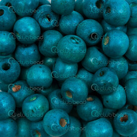 1110-240101-1003 - Bois Bille 10mm Rond Turquoise 1sac 100gr (app.325pcs) 1110-240101-1003,Billes,montreal, quebec, canada, beads, wholesale