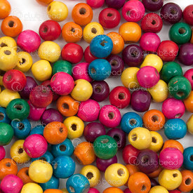 1110-240101-1005 - Wood Bead Round 10MM Mix color 1bag 100gr (app 325pcs) 1110-240101-1005,montreal, quebec, canada, beads, wholesale