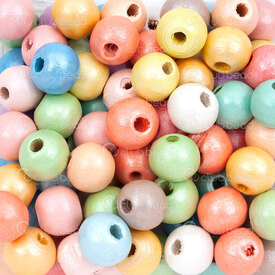 1110-240101-10MIX1 - Wood Bead Round 9x10mm Mix Color Lacquer Coating 2.5mm hole 90gr 1bag (approx. 300pcs) 1110-240101-10MIX1,Beads,Wood,Painted,montreal, quebec, canada, beads, wholesale