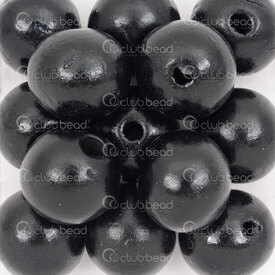 1110-240101-2001 - Bille de Bois Rond 20mm Noir Trou 4mm 1 Sac 90gr (approx. 40pcs) 1110-240101-2001,Billes,Bois,Peint,montreal, quebec, canada, beads, wholesale