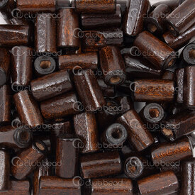 1110-240109-1205 - Bille de Bois Cylindre 12x6mm Brun Fonce Teint Trou 1.5mm 90g app. 400pcs 1110-240109-1205,billes 11,montreal, quebec, canada, beads, wholesale